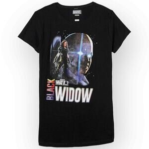Marvel Girls XL “What If The Watcher” Black Widow Galactic Poster T-Shirt 86XL